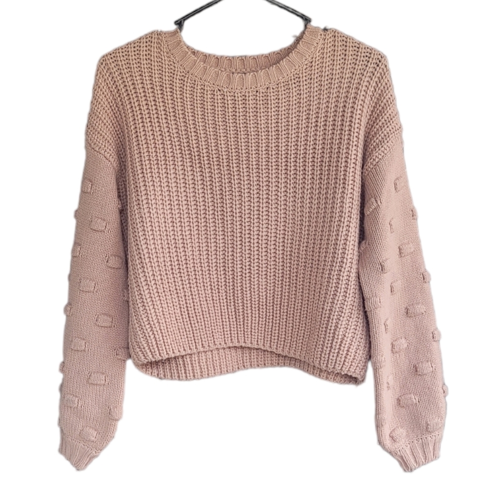 Moon & Madison Tan Cropped Knit Sweater XS